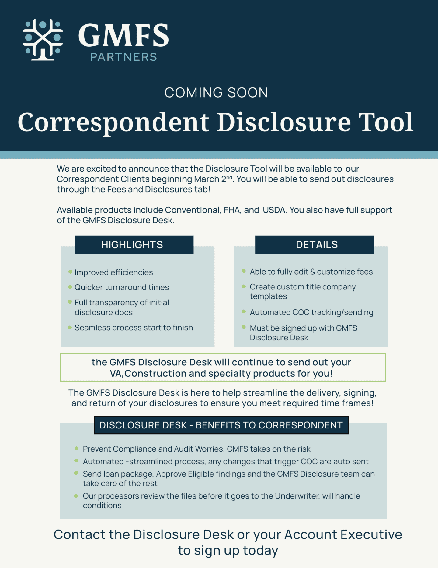 Accessible disclosure platform for mortgage professionals.